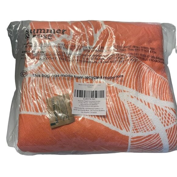 Summer & Rose New Orange Leaf Print 57 Inch Beach Park Outdoor Roundie - Picture 4 of 4